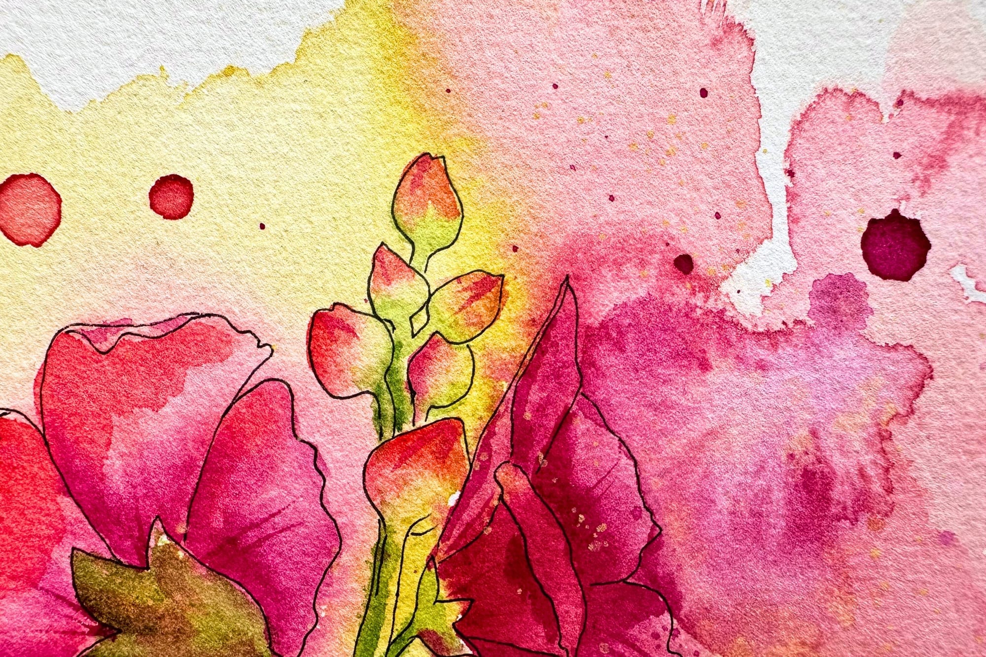 A gradient from warm yellow (PY129) into cool pink (PR122)