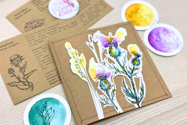 The Thistle Becomes a Card – Making a Layered Folding Card by Hand
